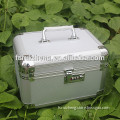 Silver small aluminum box with number lock makeup vanity case